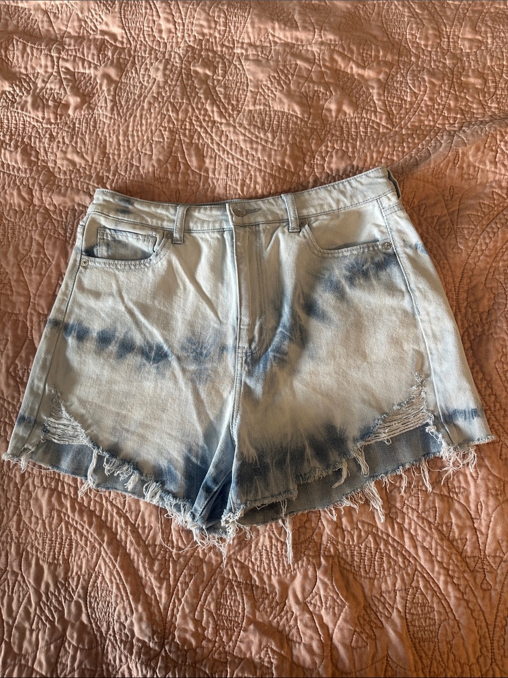 American Eagle Outfitters Distressed Highest Rise Denim Mom Shorts